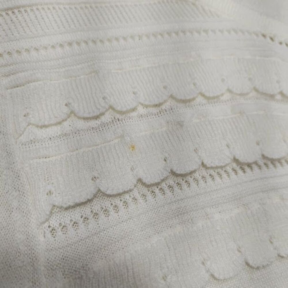 August Silk Heritage Womens Med Scallop Knit Button Front Cardigan Sweater White - Picture 5 of 8